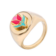 INS Blogger Gold Jewelry Ring Fashion Creative Retro Retro Geometric Ring Sweet Flower Signet Anneau